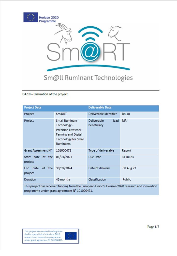 Report On The Evaluation Of The Sm Rt Project Sm Ll Ruminant Technologies Platform